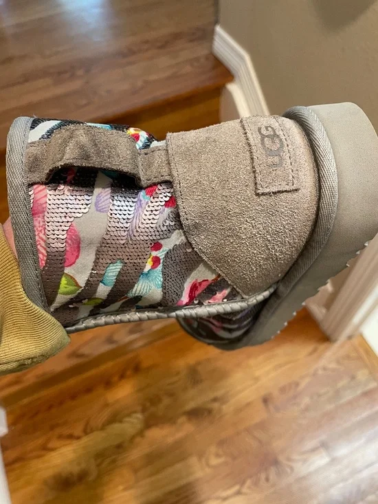 UGG Classic Mini Tiger Flower Sequin Boots - 8 - Picture 5 of 7